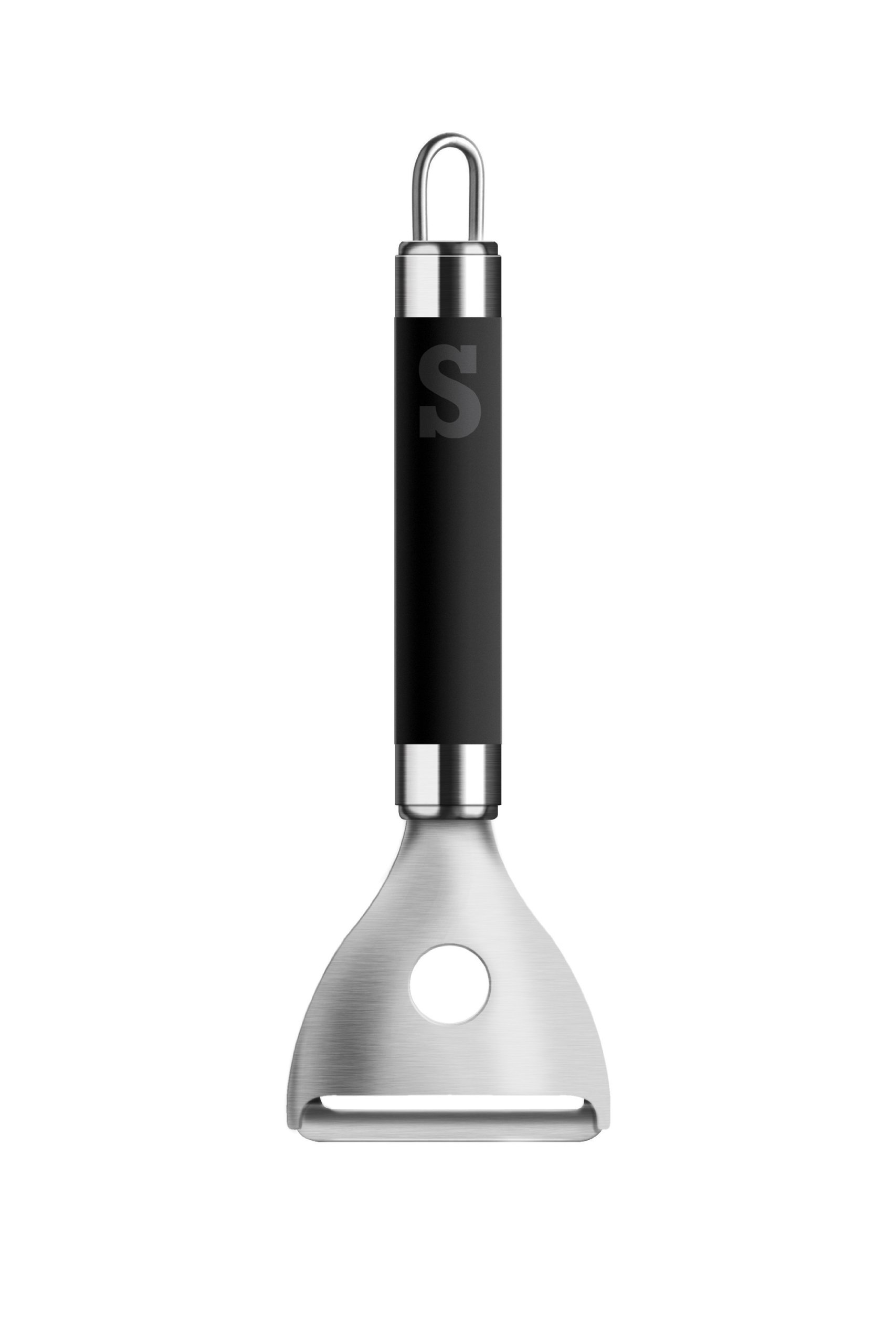 Sorted Stainless Steel Peeler with Black Soft Grip Handle - Silver