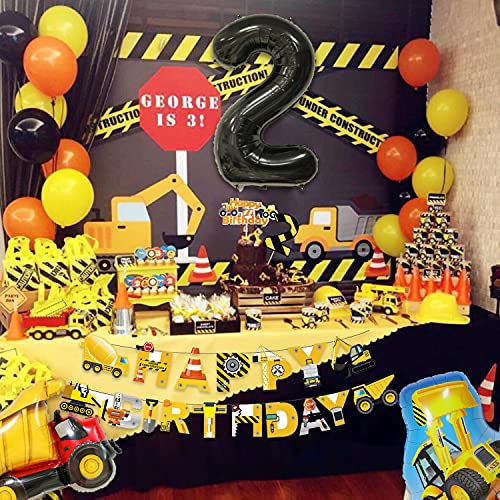 Matttime Construction 2Nd Birthday Banner Cake Cupcake Topper Terrible Two Traffic Sign Cutouts Dump Truck Party Decoration 2 Years Old Supplies #TOP6