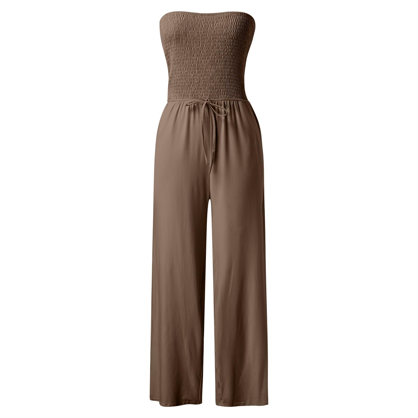 Jumpsuit Donna Estiva Elegante，Pantaloni Baggy，Tinta Unita Casual Senza Maniche Avvolgere Il Petto Gamba Larga Comodo Morbido Elegante Pantaloni Monopezzi Da Lavoro Tuta