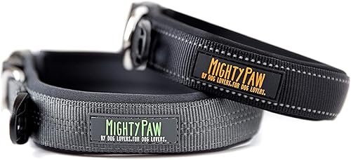 Mighty Paw Collar para perro  Acolchado de neopreno  Reflectante para correr  Extra cómodo para perros activos  Collar de perro de calidad  Collar