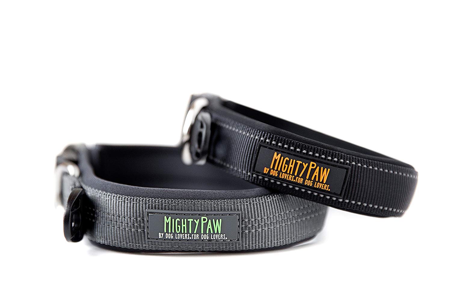 Mighty PawNeoprene Padded Dog Collar - Premium Dog Collar with Night Visibility Stitching - Light-Weight Design Features - Weather Resistant - Dog Lights Clip - Extra Comfort for Active Dogs - Medium