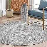 nuLOOM Wynn Braided Indoor/Outdoor Area Rug, 6' Round, Light Grey/Salt and Pepper