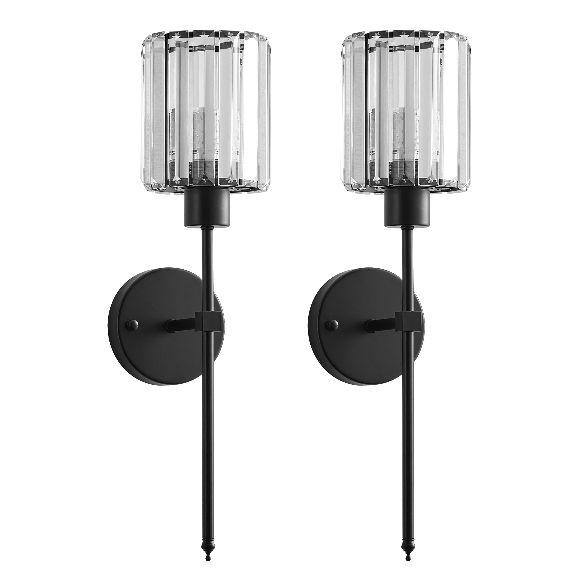 Photo 1 of KARTOOSH Hardwired Dimmable Crystal Wall Sconces Set of Two 3000K, Warm White, for Hallway, Bathroom, Living Room, Bedroom, Black, 20.1 Inch