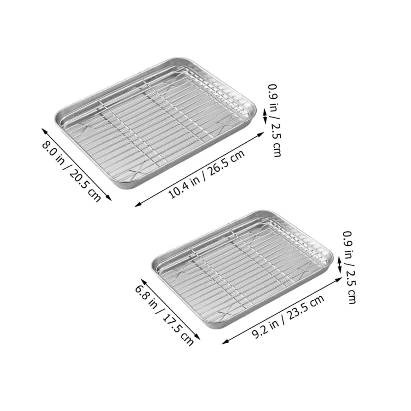 2 Satz Edelstahl Backblech mit Rost für Ofen, Silber