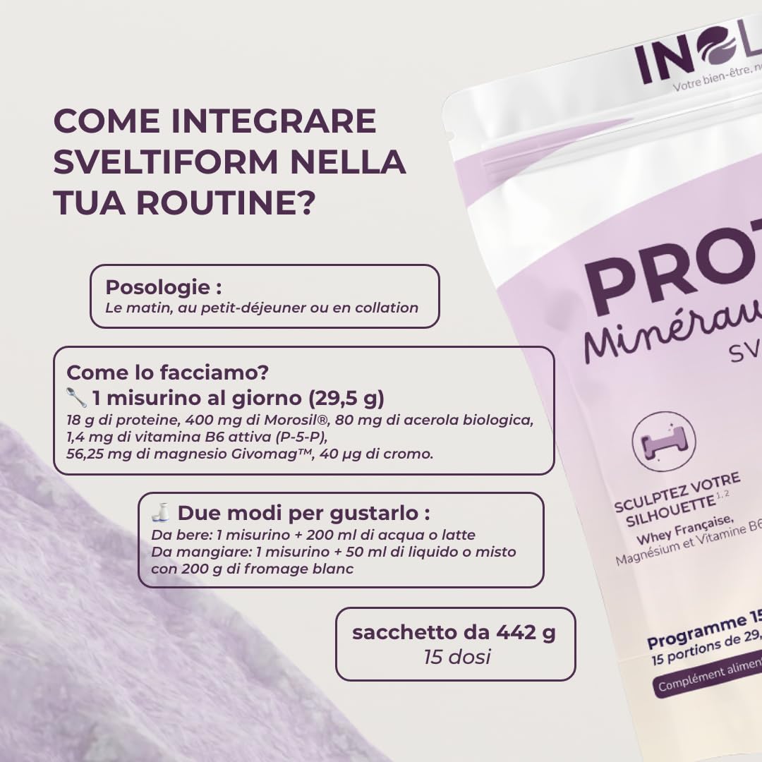 Inolab integratore Proteine in polvere con Whey & Morosil, magnesio, cromo, vitamina C I Massa muscolare e metabolismo energetico I Per donne 40+