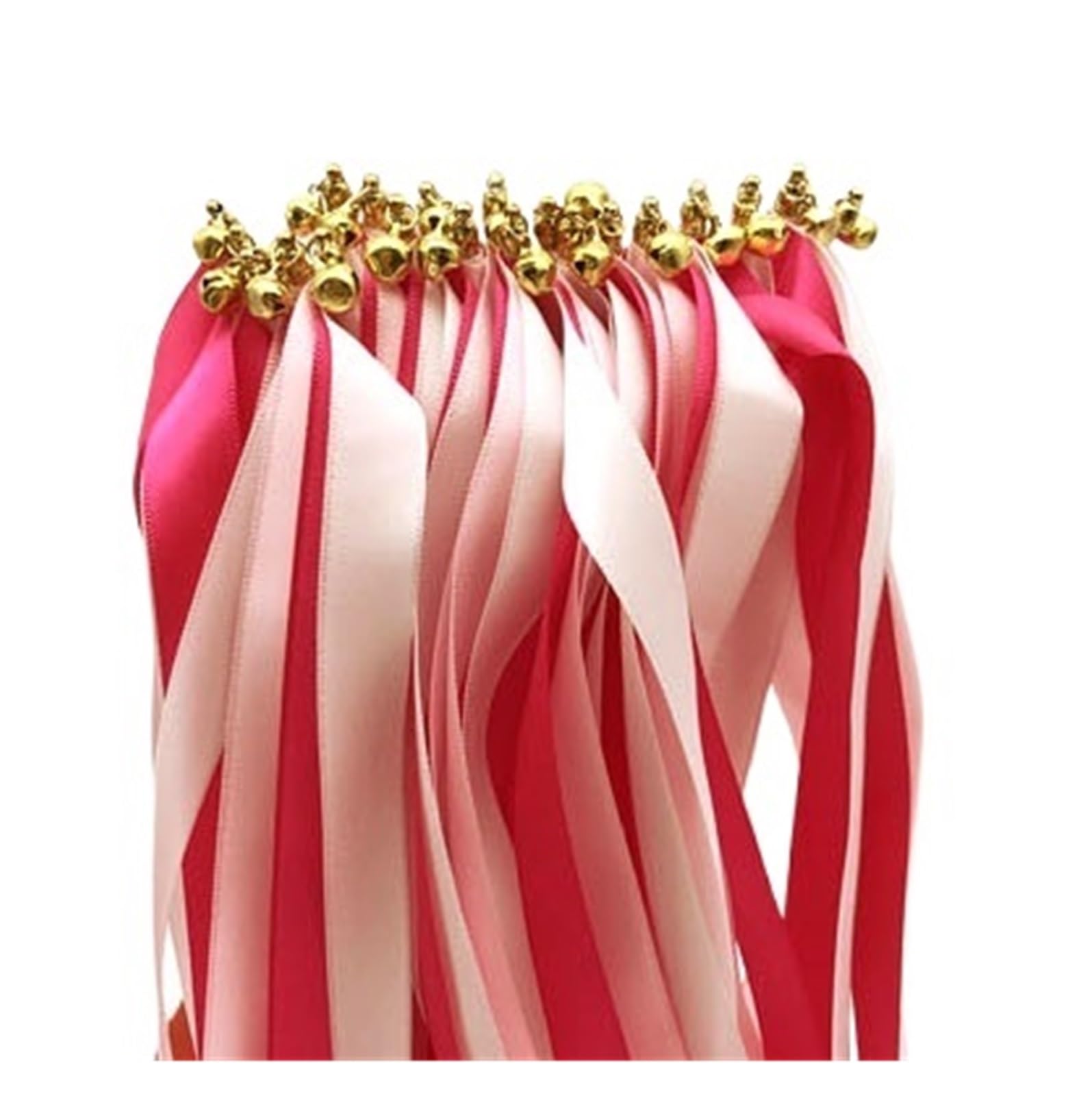 Mieszane kolorowe wstążki, Multicolor Wedding Wands Rhythmic Dance Ribbons Bells Streamers Party Decor Pack Of 50/20 pcs(Pink,50pcs)