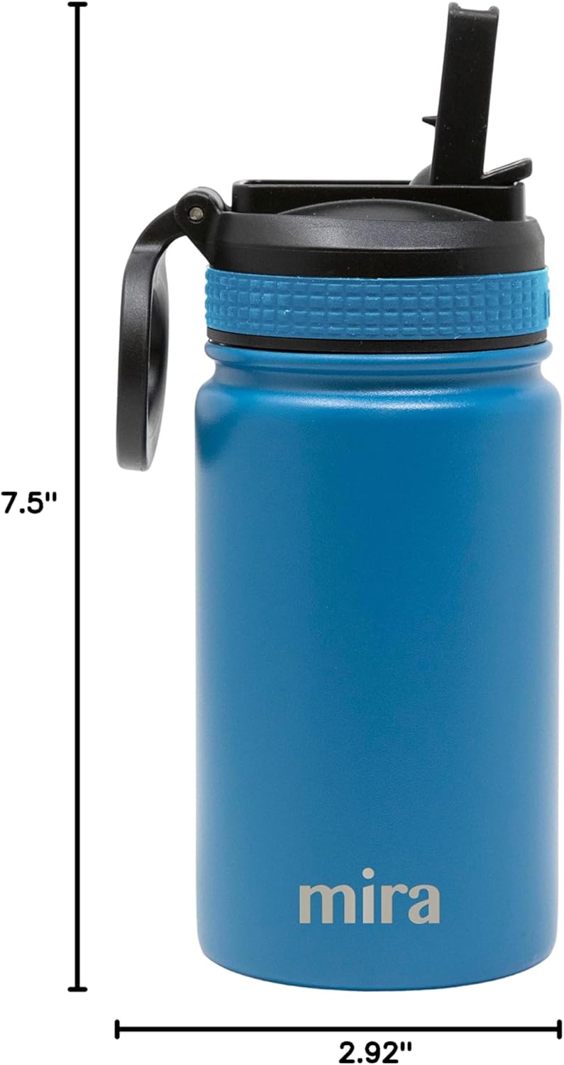 MIRA 12 oz Small Insulated Water Bottle for Cold Drinks | Leak-Proof Stainless Steel with Straw Lid for Travel, Hiking, Gym - Denim - Image 7