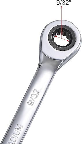 Miniatura 3 de uxcell Llave combinada de trinquete de 932 pulgadas SAE 72 dientes Herramientas de llave de trinquete de 12 puntos, Cr-V
