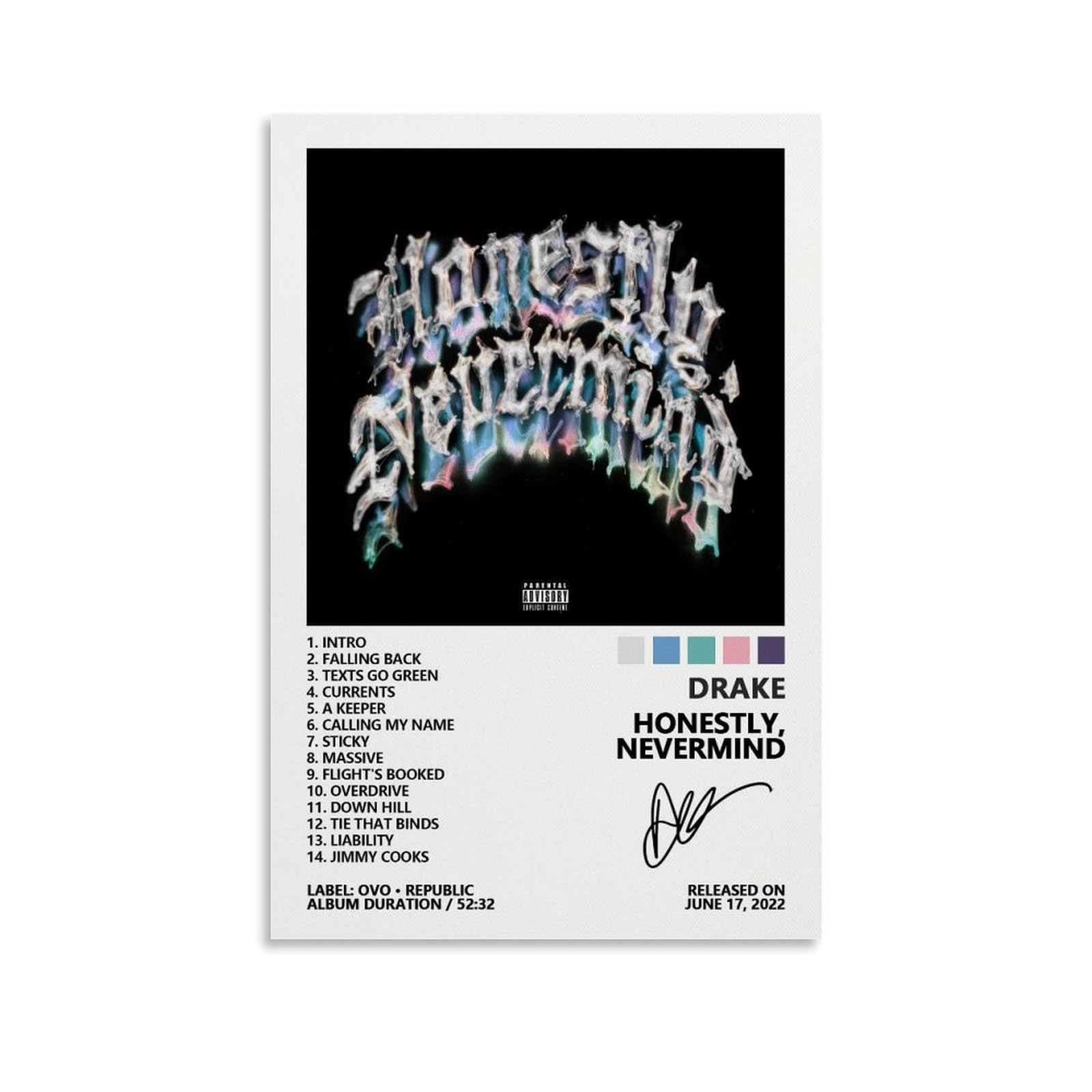 Amazon.com: LONLMZO Drake Poster Honestly, Nevermind Music Album