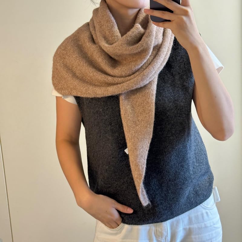 Knitted Triangle Scarf for Women Thick Wool Head Scarf Y2k Bandana Downtown Girl Aesthetic Accessories3
