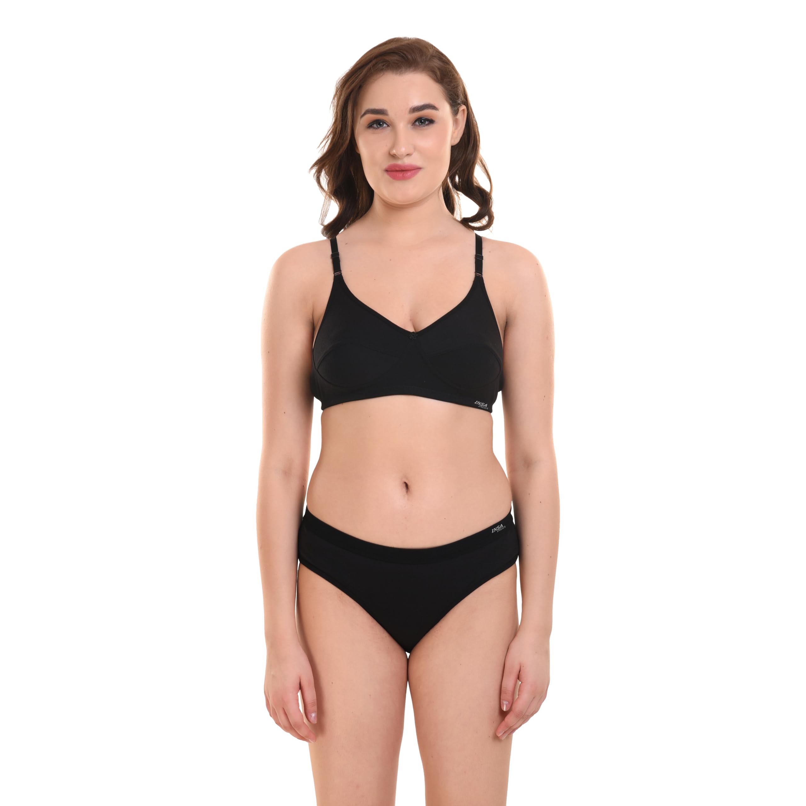 Pack of 1 Women's & Girls Non Padded Bra Panty Set Full Coverage Non Wired,Cotton Blend Fabric, Back Closure, Colour-image-32