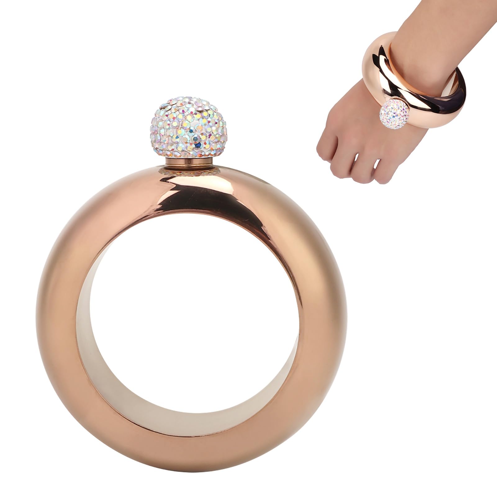 Bracciale Fiaschetta, Fiaschetta in Acciaio Inossidabile Bracciale Rigido Bottiglia Bracciale Rigido a Tenuta Stagna Fiaschetta Bottiglia D'Acqua in Metallo Brocca Bracciale (oro