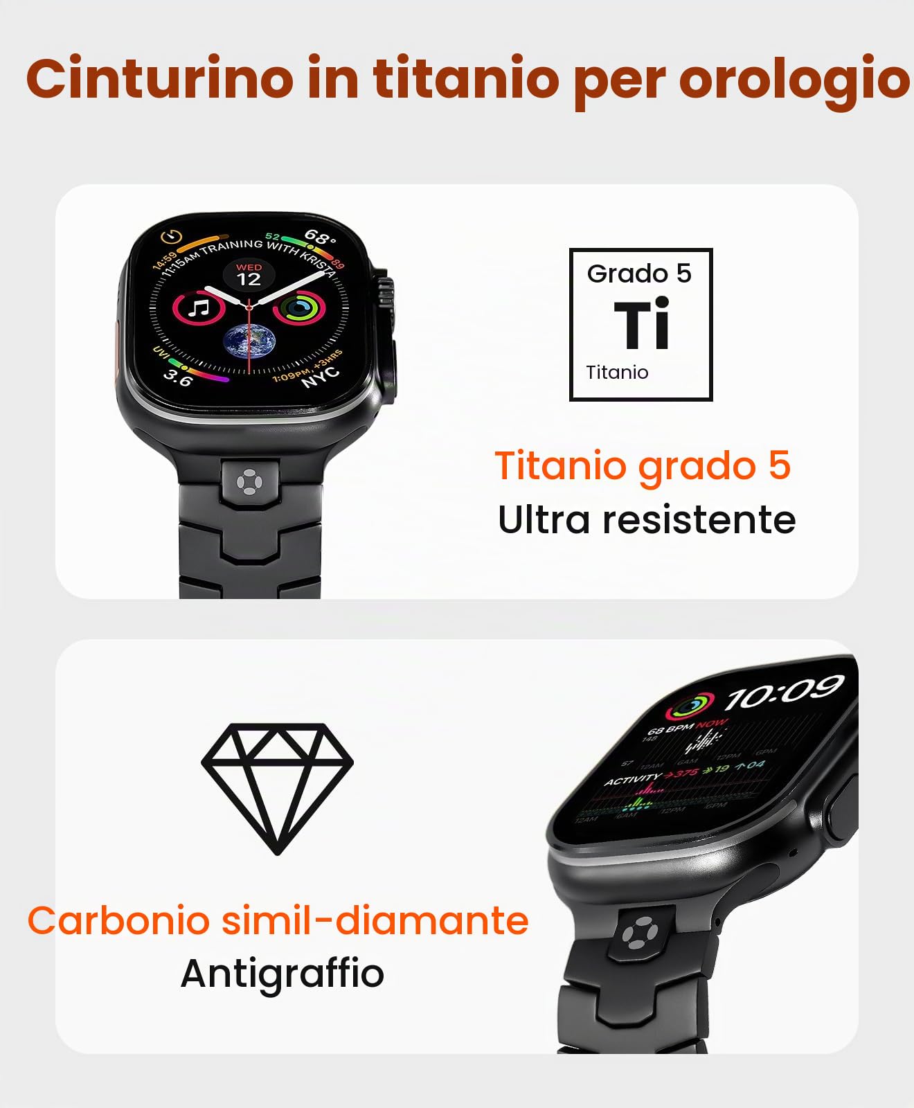 AGIS02 - Cinturino in titanio per Apple Watch Ultra 3/2/1 da 49 mm e serie 11/10 da 46 mm, cinturino ultra in titanio grado 5 da uomo con rivestimento DLC, cinturino in metallo per iWatch