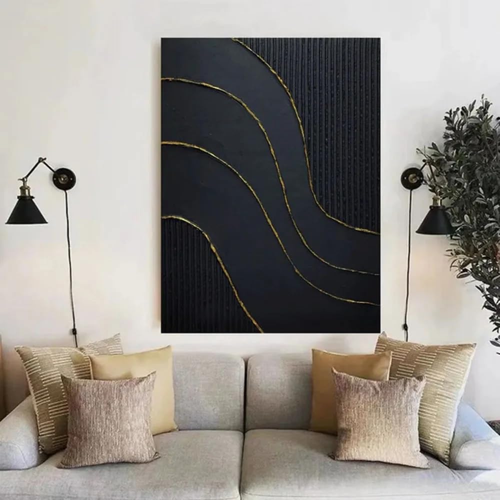 LTjiajuypd Canvas Prints Black Painting On Minimalist Wall Art Wabi Sabi For Living Room Bedroom Office Home interior Decoration(60x80CM/Frameless)