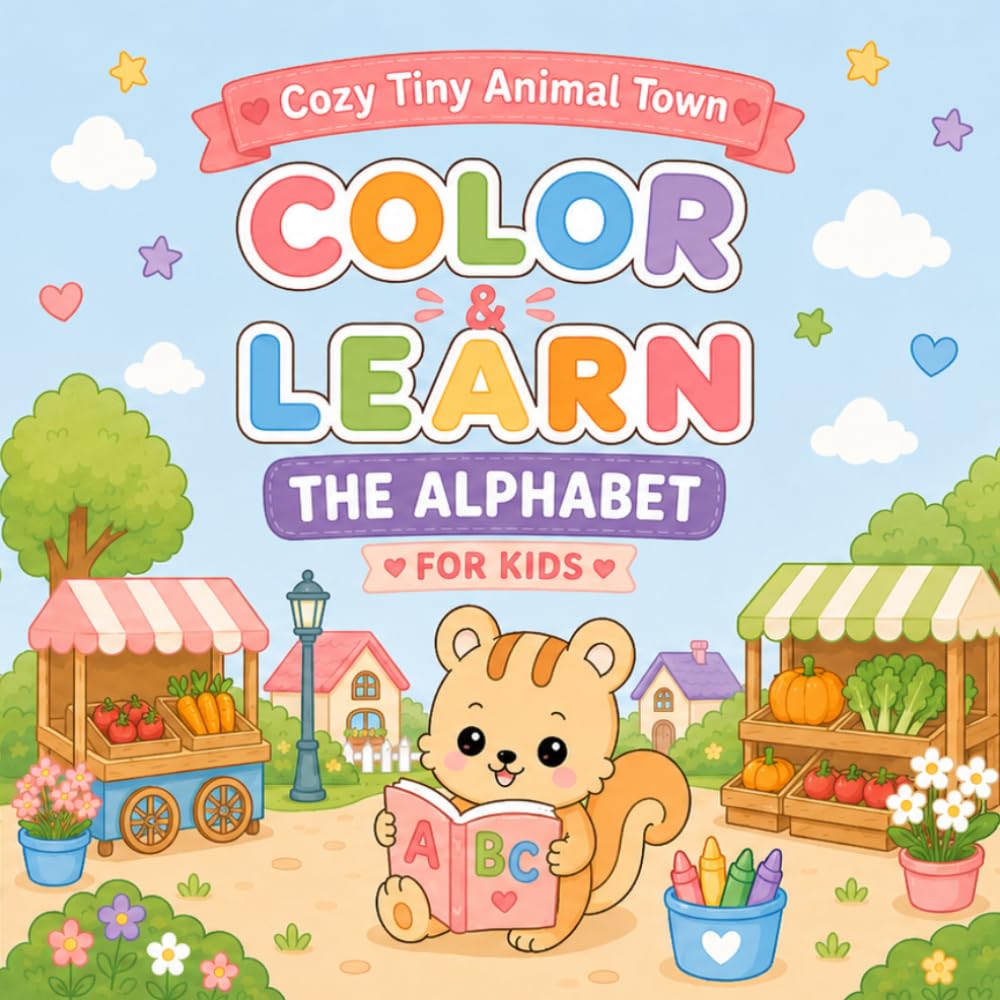 Cozy Tiny Animal Town: Color & Learn the Alphabet: A Cozy A–Z Adventure for Kids Ages 4–8 (Tiny Animal Town Adventures)