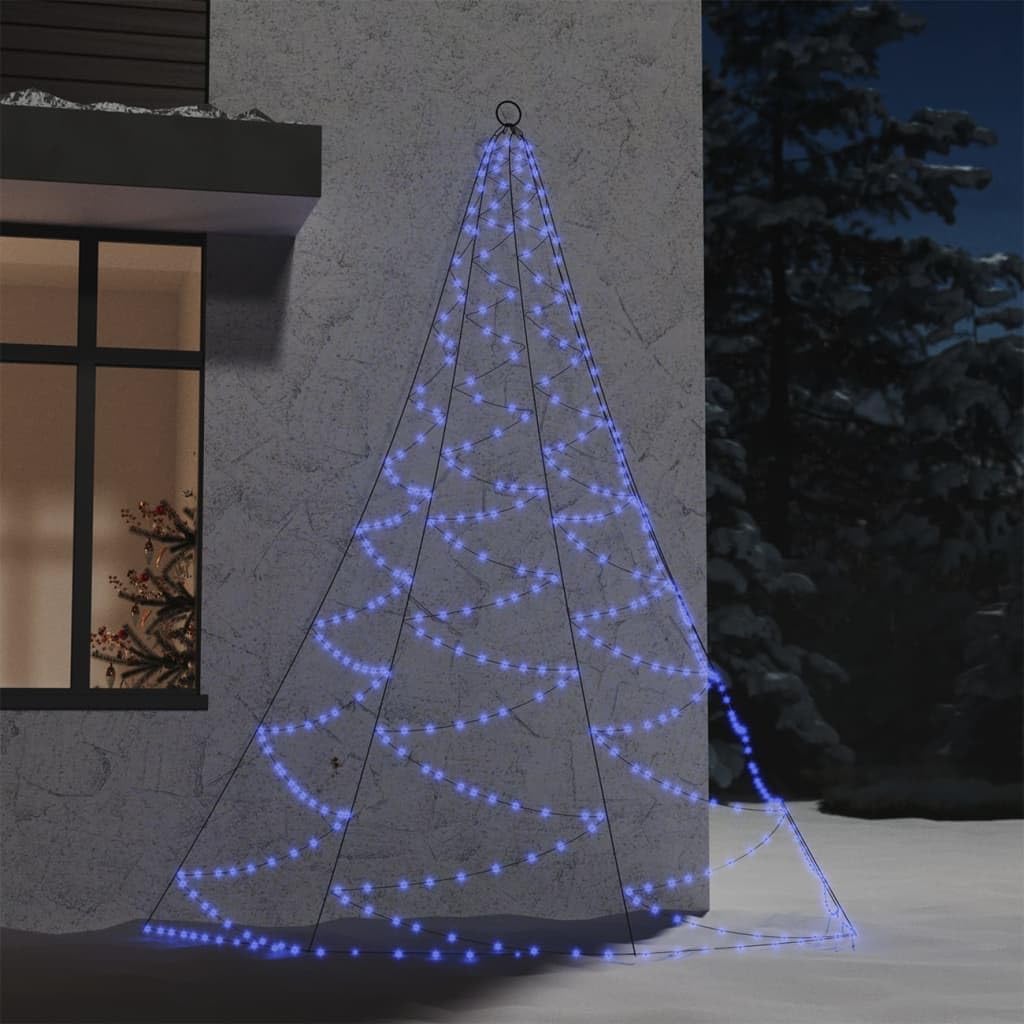 LED Weihnachtsbaum Wand mit Metallhaken 260 Blaue LEDs 3 m Kunststoff Lichterkette für Innen Außen Party Hochzeit Weihnachtsdeko mit 8 Lichteffekten und 5 Erdspießen