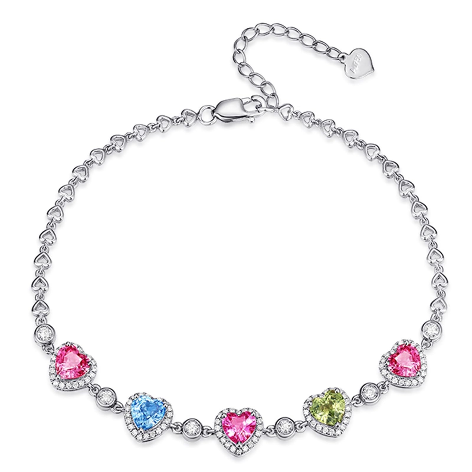 Bracciale Oro Bianco Donna 18k/14k/9k Vero, Bracciale Zaffiro Donna 3ct 16-18 cm Estensione 4 cm con Diamante, Braccialetto Sposa Matrimonio