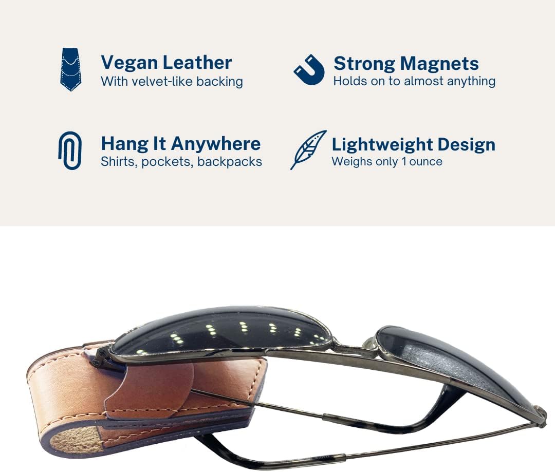 Wearable Magnetic Glasses Holder/Keeper for Sunglasses, Eyeglasses/Use on Shirt Collar, Backpack, Purse, Bag