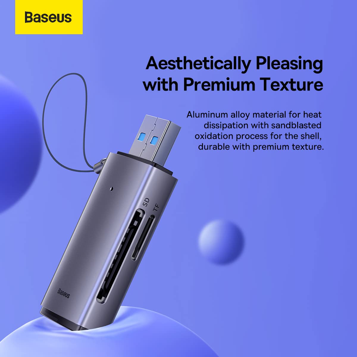 Baseus Seria Lite USB-A na SD/TF czytnik kart szary