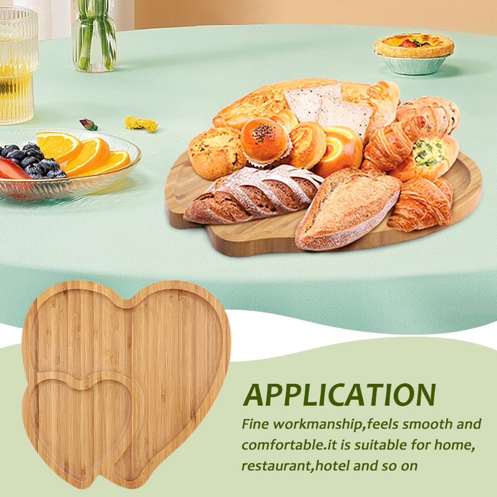 Heart Shaped Bamboo Serving Tray - Double Heart Cheese Board & Decorative Platter (10.63in)