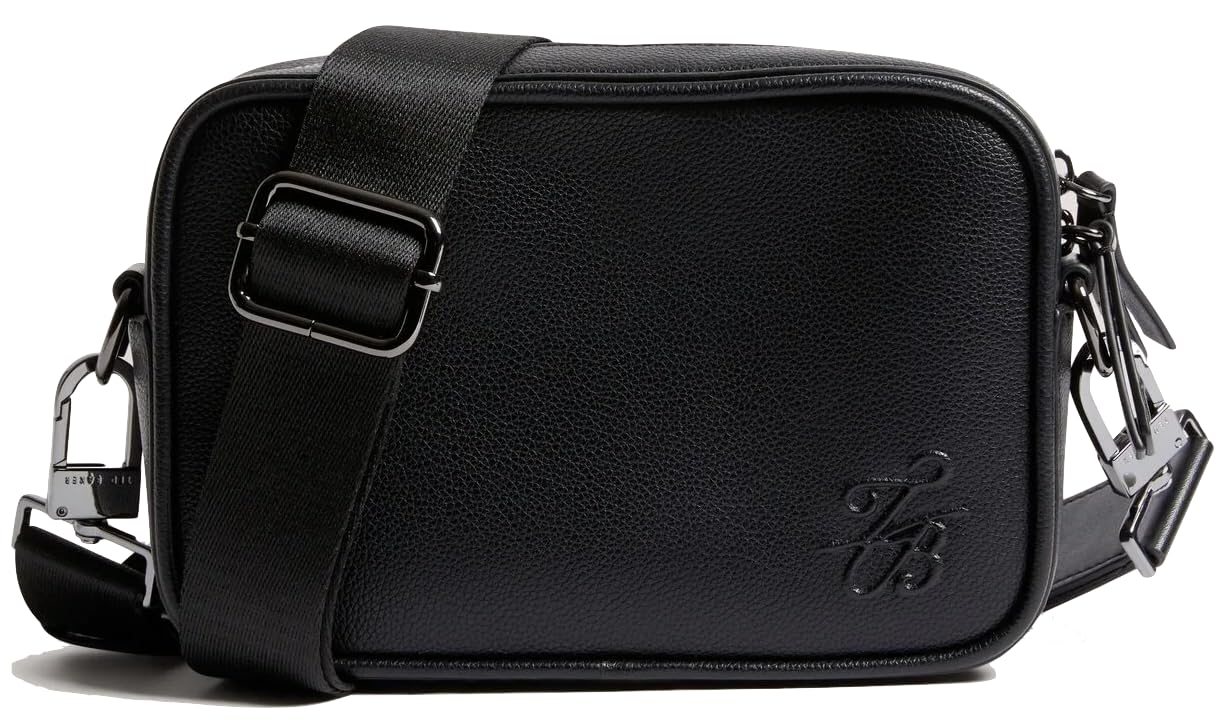 Ted Baker Script Logo Kunstleder Herren Crossbody Bag Schwarz
