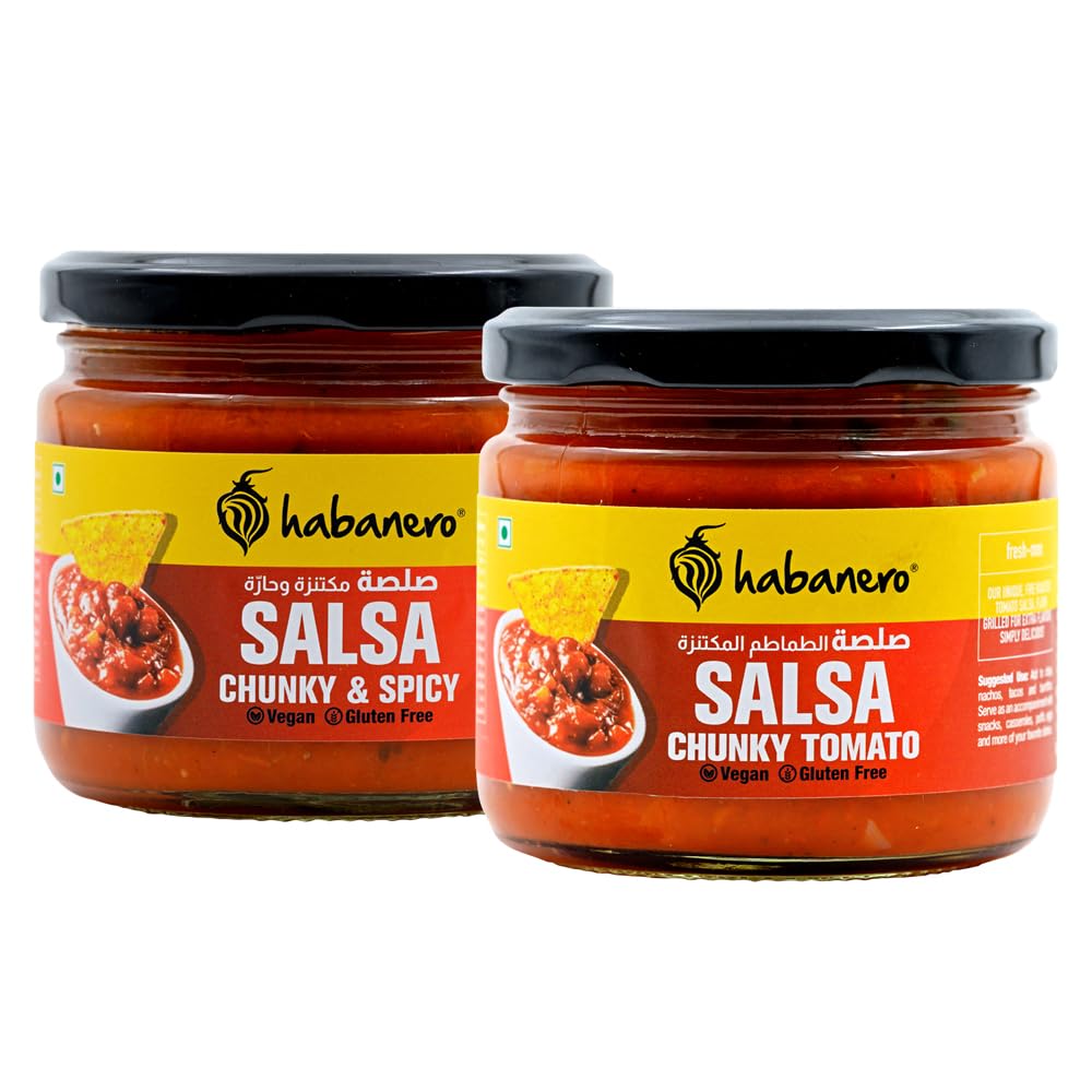 Habanero Salsa Combo| Spicy Salsa & Tomato Salsa Dip| Gluten Free l Vegan|Mix salsa sauce in cheese spread & enjoy as Nacho chips dip|Enjoy with Garlic Bread, Sandwich, Burger,Noodles,Momos|540 G (B0B7K33LL2) Amazon Price History, Amazon Price Tracker
