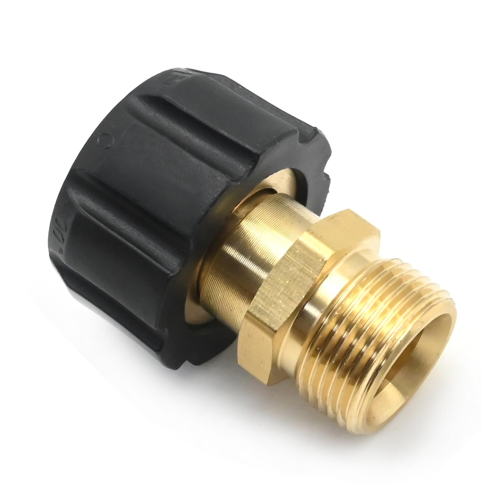 Acoplador de latón para lavadora a presión, rosca hembra M22 de 15 mm a M22 macho de 14 mm, adaptador reductor de buje hexagonal robusto para tubería de agua de jardín (4500 PSI)