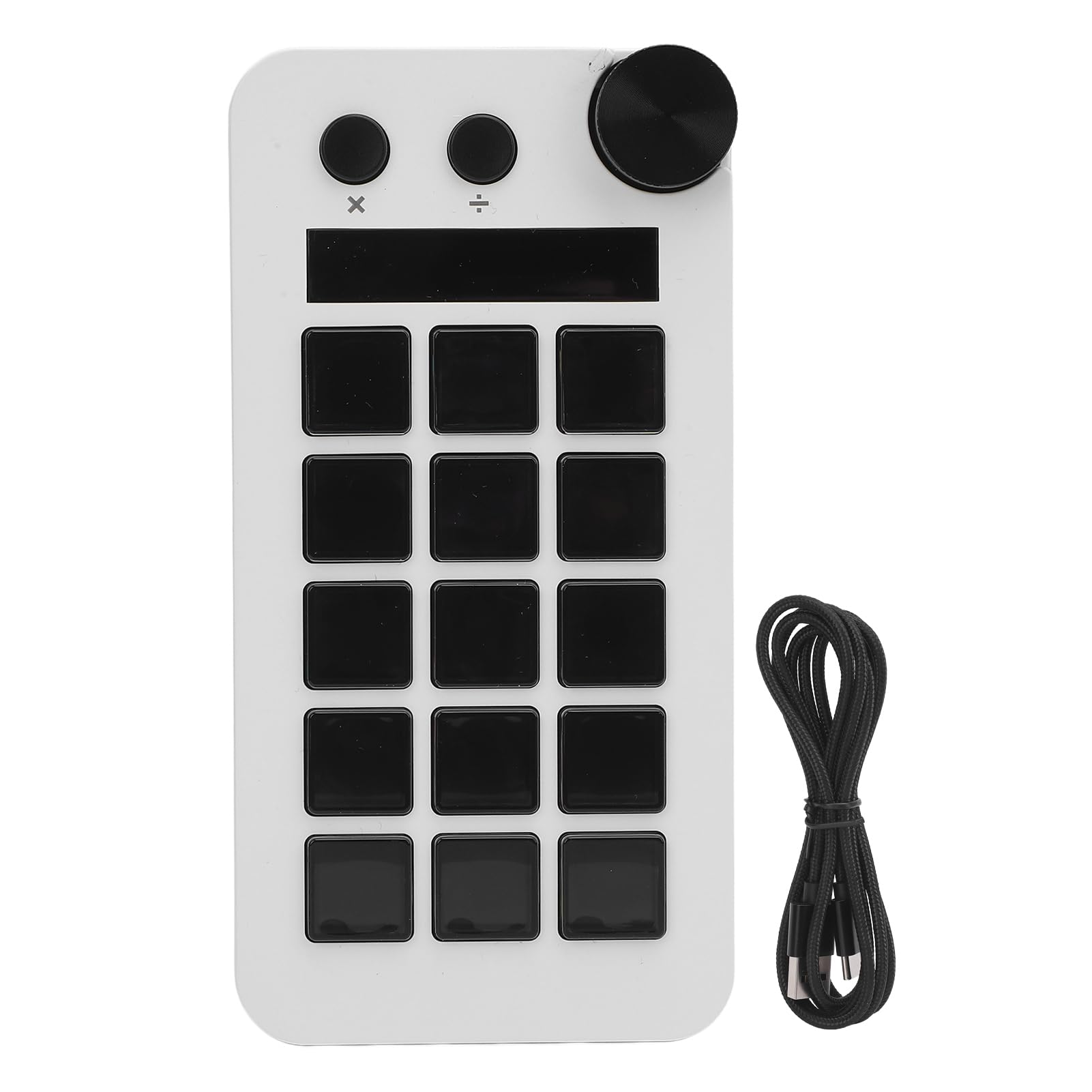 Controlador de Estudio con 15 Claves, Controlador de Transmisión con Perilla, Diseños Visuales Personalizables y Macros para Software de PC, Activando Acciones en Aplicaciones (BLACK) (WHITE)