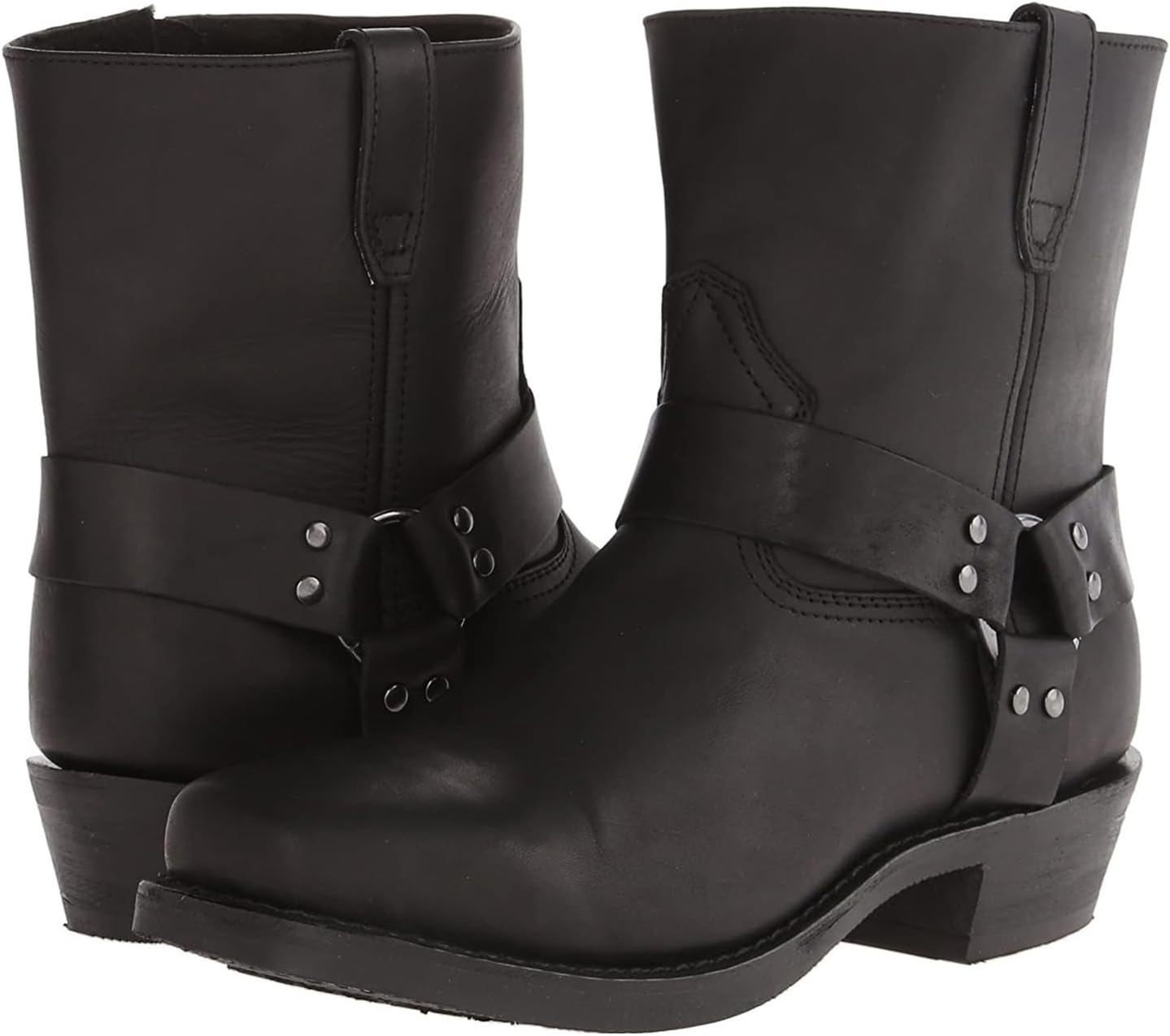 Western Boots Men’s Square Toe Work Boot Pull on Leather Western Cowboy Boots Stacked Heel Pull on Motorcycle Ankle/Calf Length/Tall Boot Footwear