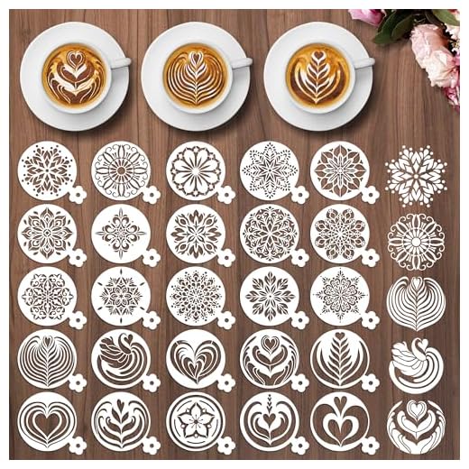 Sitsink Mandala Cookie Coffee Stencils - 25 Pcs Mandala Latte Art Cookie Stencils for Coffee Cake Bread Decor, Reusable Bread Template for Sourdough Decoration Tools Baking Stencil