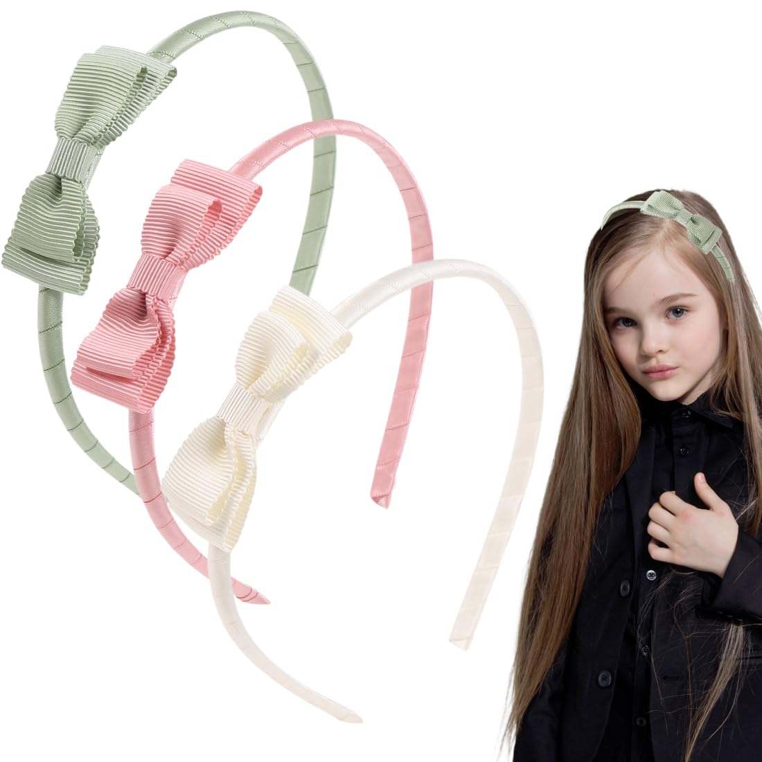 BOPRKTM 3 Piezas Diademas Niña Diademas Con Purpurina Para Niñas Y Niños Cintas Para El Pelo De Para Niñas Con Lazo Multicolor Headband Para Niñas Accesorios Para El Cabello Bow Tie Headband