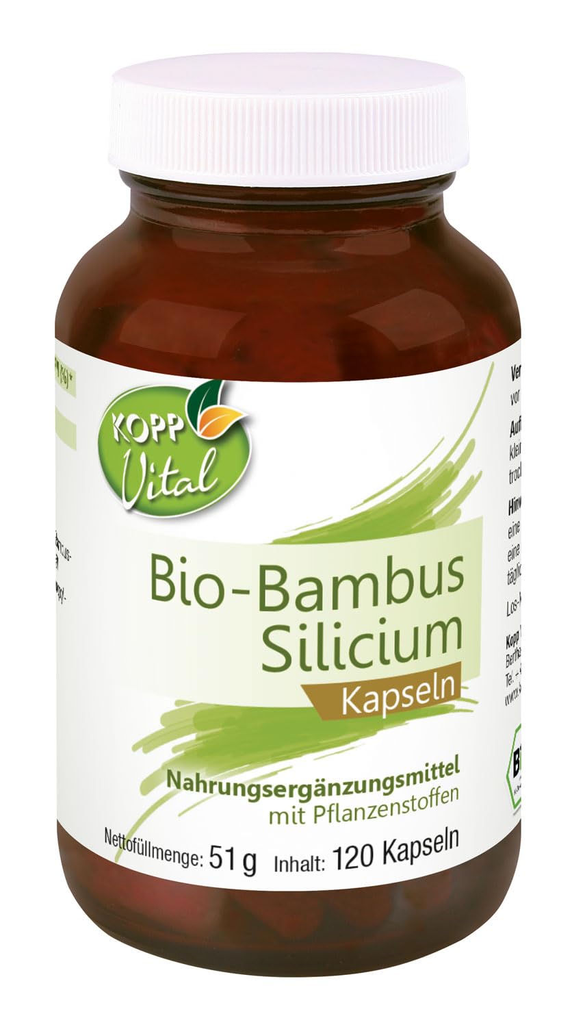 KOPP Vital® Bio-Bambus Silicium Kapseln 51 g, pflanzliche Kapselhülle | 1 x 120 Kapseln, Apothekenqualität, Bio-Qualität, Premium Silicium & Rohstoffe