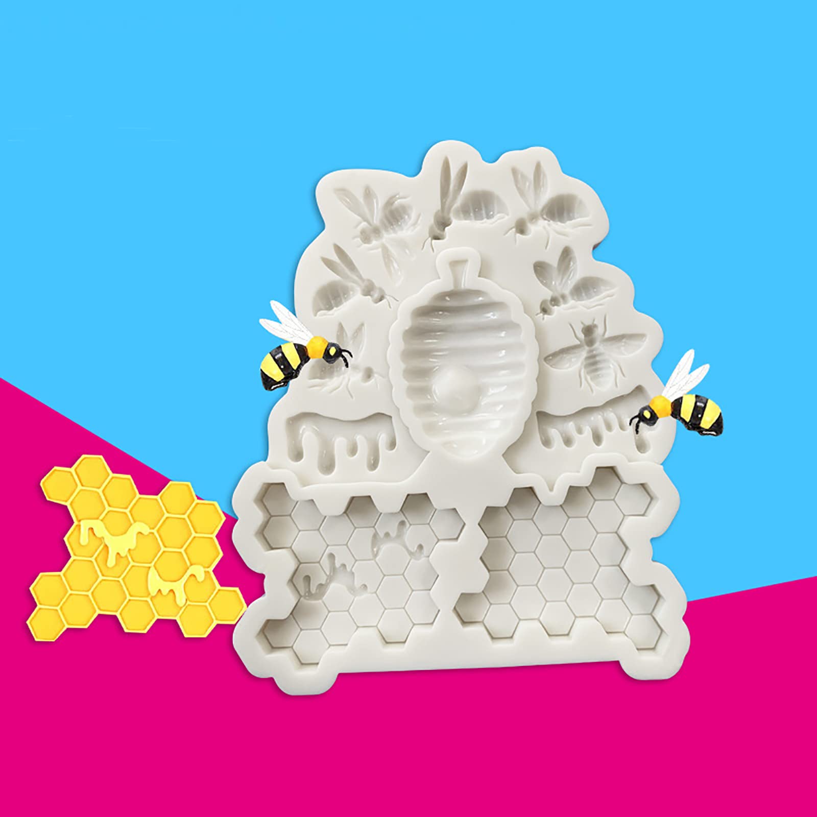 Silicone Honeycomb Cake Fondant Mold Bee Sugarcraft Border Decorating, Chocolate Baking Mould Tool Clay Pastry Biscuit Cookies Cupcake Decor Molds - Image 3