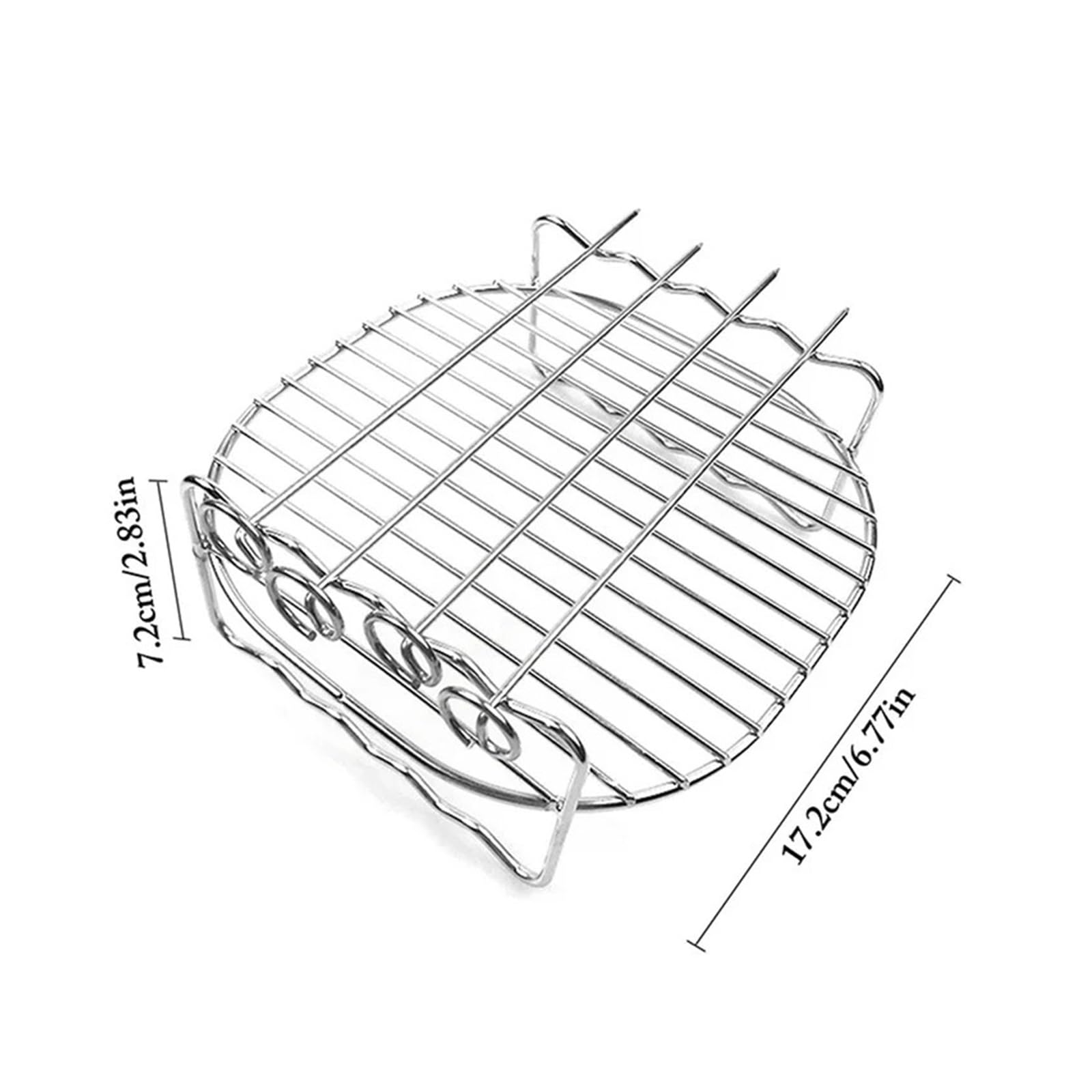 Juego de rejillas for freidora aire 7 pulgadas, versátil, doble capa, con brochetas y soporte for escurrir aceite al vapor for cocina(6 inch 3 needle)
