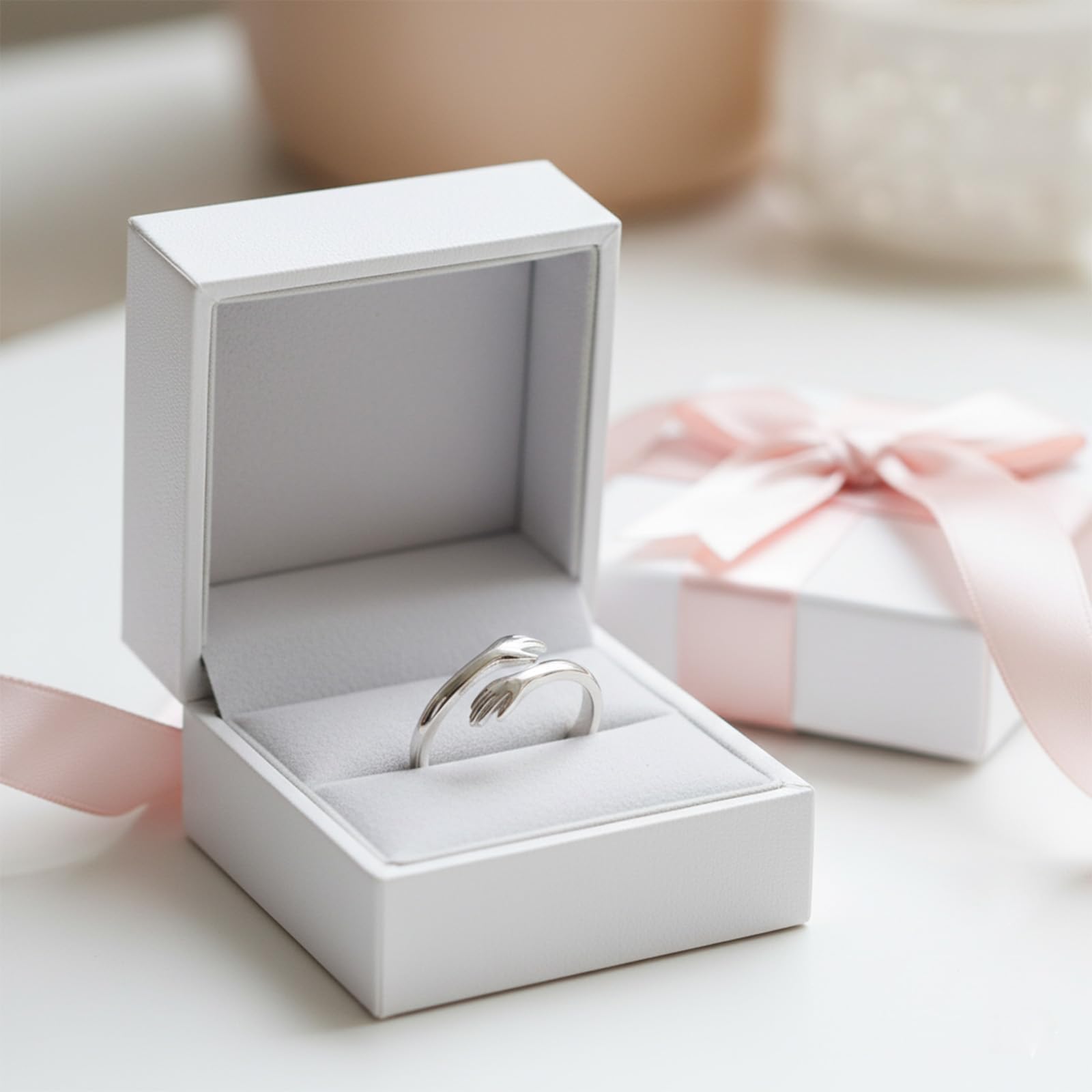 Granddaughter Daughter Hug Ring for Hope Rings, Stainless Steel Hug Rings for Women With Always With You Message, Adjustable Non Tarnish Jewelry Birthday Gift Card