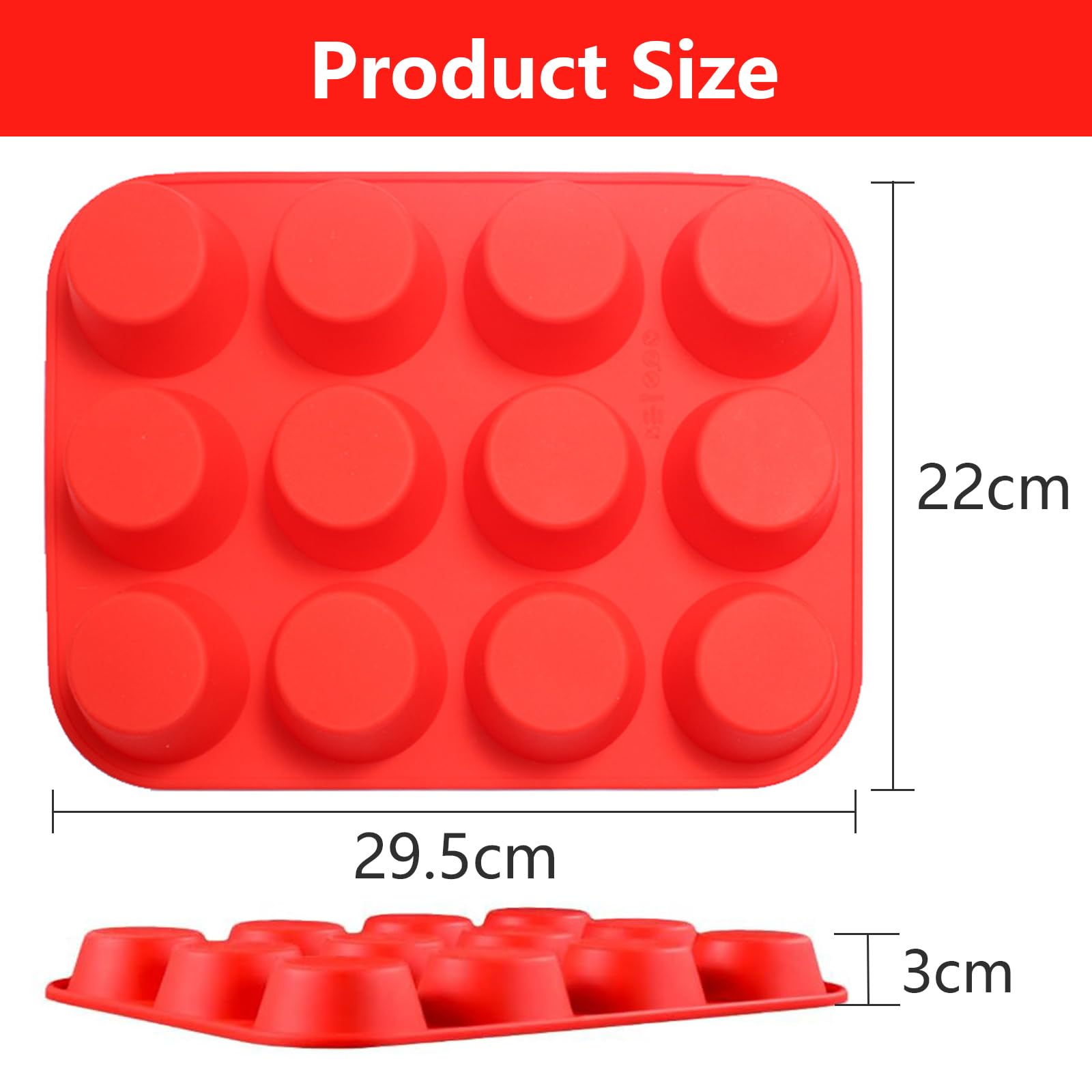 Moules à Muffins Silicone Lithyc - Lot De 2 - Antiadhésifs, Résistants Chaleur - Pour Cupcakes, Brownies