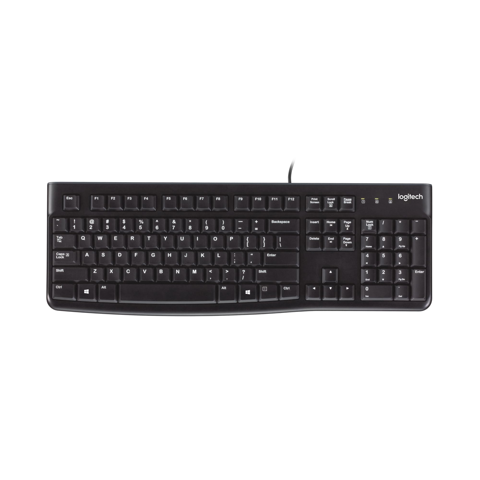 Logitech K120 Clavier Filaire pour Windows, USB Plug-and-Play, Taille Standard, Résistant Eclaboussures, Barre D'Espacement Incurvée, Compatible PC, Ordinateur Portable, Français AZERTY - Noir
