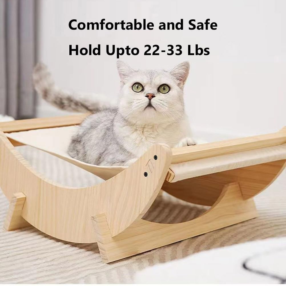 Katzen Hängematte 2-in-1-Schaukelbett for Katzen | Hält kleine bis mittelgroße Katzen oder kleine Hunde | Einfach zu montieren | Holzbau
