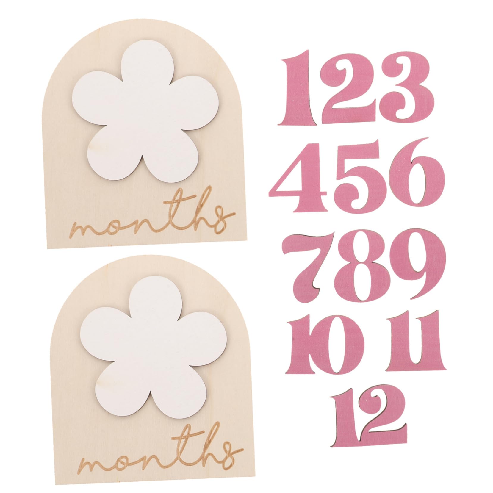 NUOBESTY 4 Juegos Accesorios del Mes del cumpleaños Detalles Señal de Mes para Decoración para recién Nacido Tarjetas de hitos del Meses Bebe de Madera
