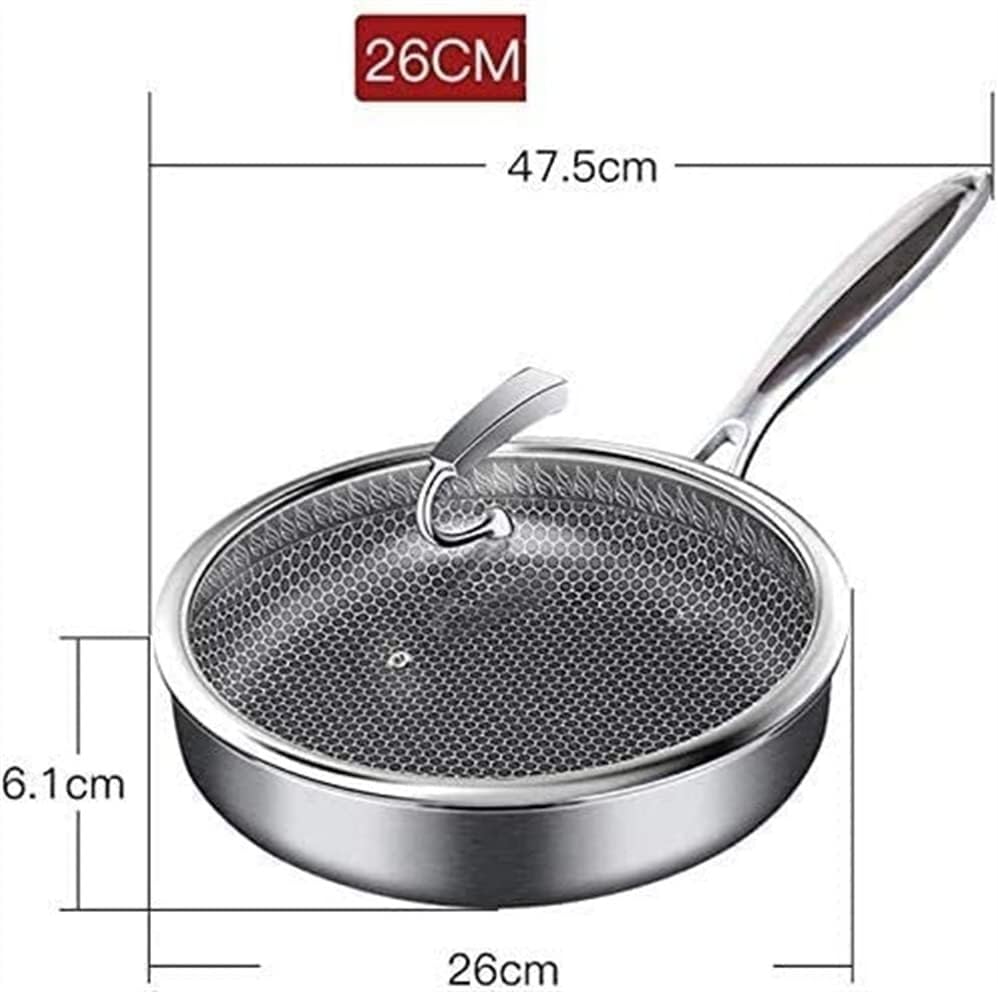 Stir Fry Wok, Stainless Steel Wok with Lid, Nonstick Coating Stir Fry Wok Pan, Cooking Utensils, Frying Pan for All Stoves (Silver)