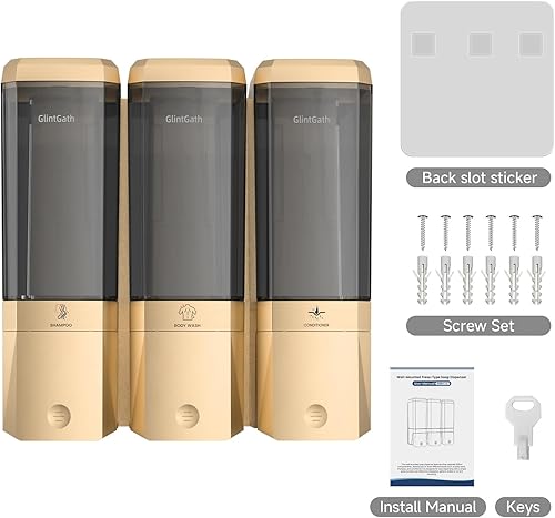 Miniatura 8 de Dispensador de champú y acondicionador, dispensador de ducha de 3 cámaras sin taladro, dispensador de champú para ducha, dispensador de jabón de