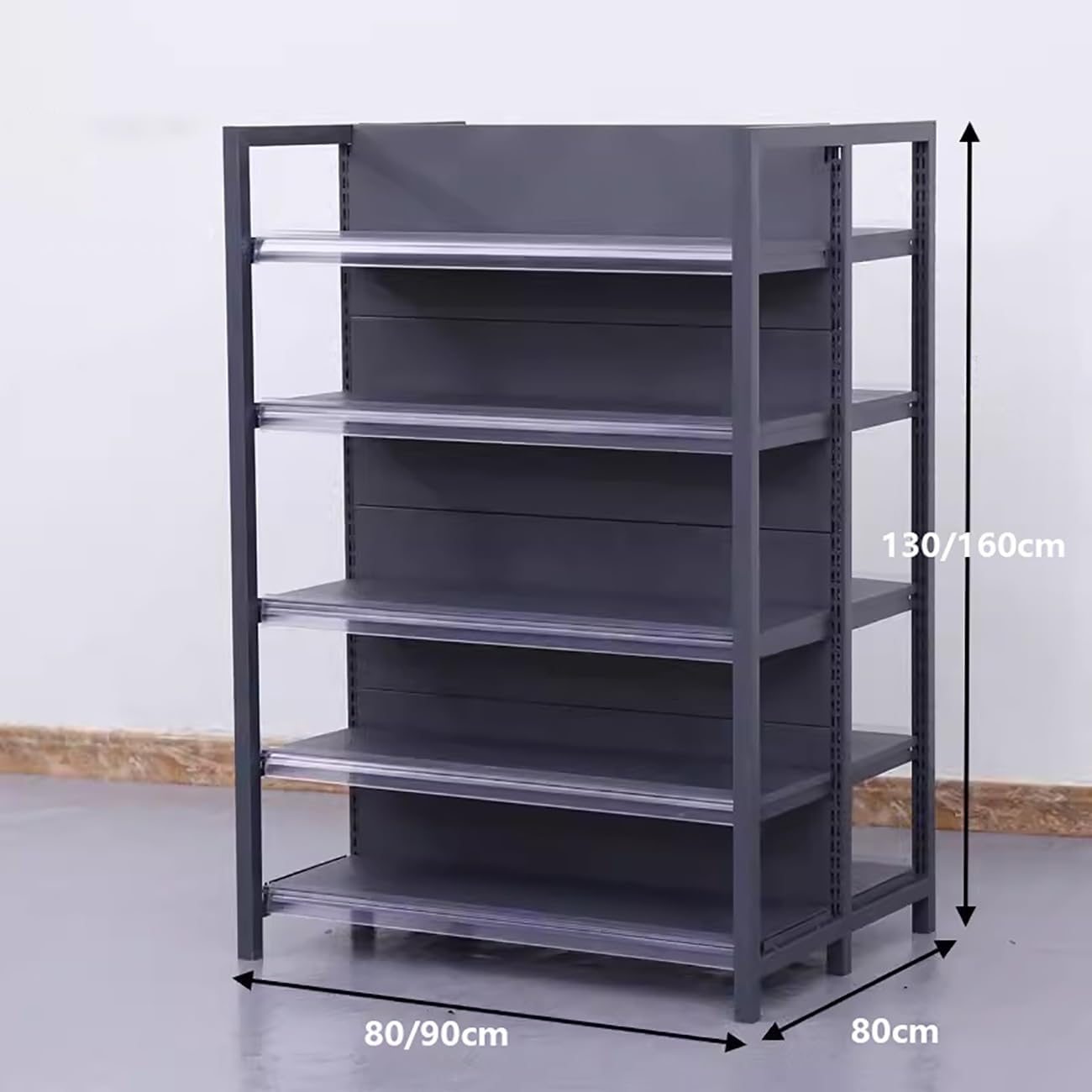 5-Tier Retail Display Racks,Supermarket Racks Display Stand,Floor Standing Potato Chip Shelf,Carbon Steel Metal Frame,Double Row Hole Columns,for Pantry Kitchen Home Theater.(90 * 80 * 130cm)