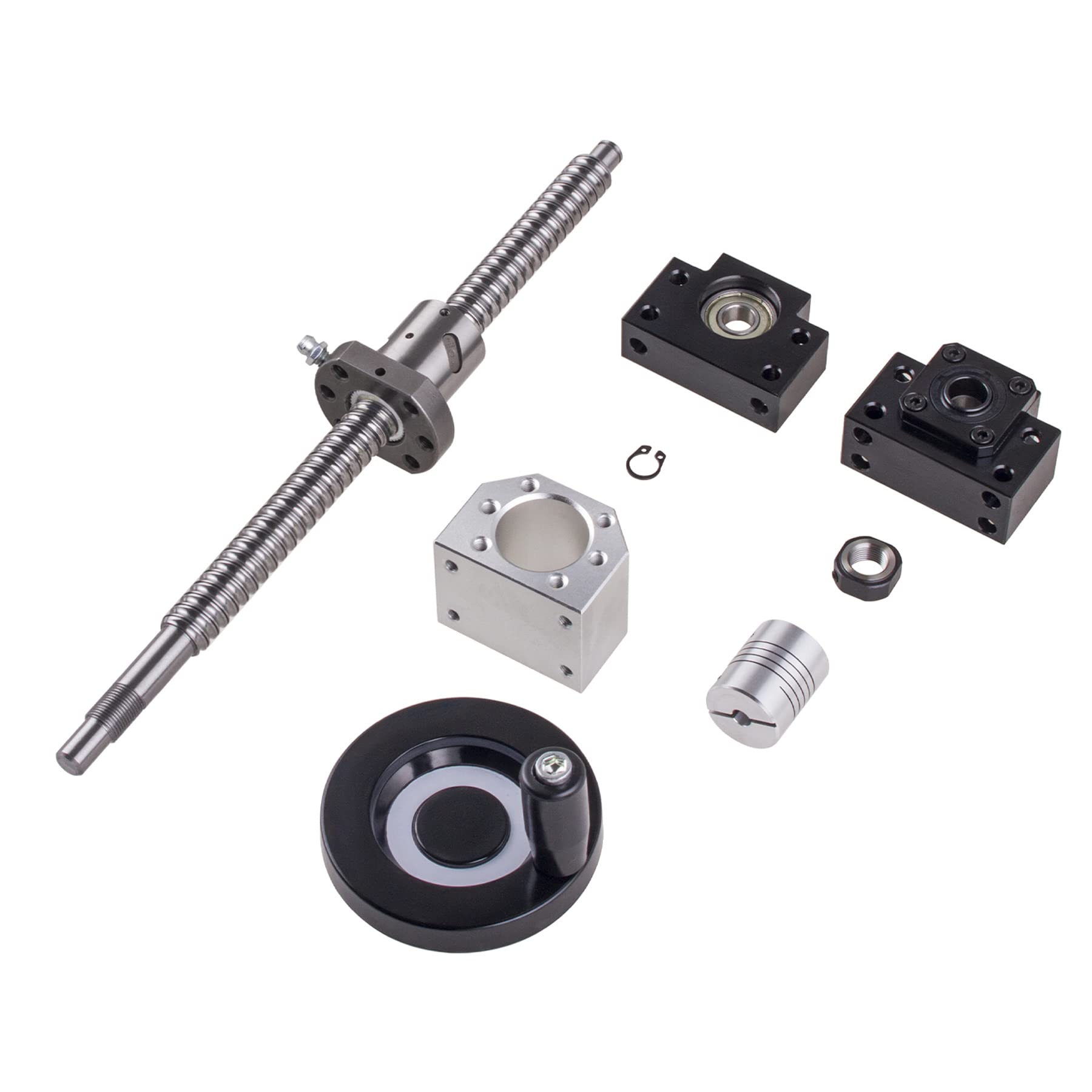 Lot de 2 rails linéaires SBR16-300 mm et 1 jeu de vis à billes SFU1605-300 mm avec roue manuelle BK12 / BF12 CNC Rail de guidage pour imprimante 3D CNC