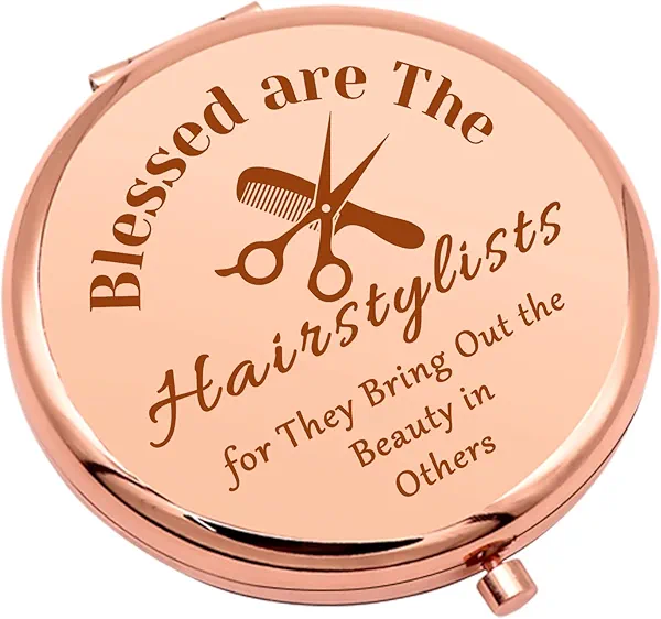 Funny Hair Stylist Gift Hairdresser Gift for Women Compact Makeup Mirror for Salon Stylists Esthetician Barber Gifts for Women Hairstylist Gift Ideas Thank You Gift Folding Makeup Mirror for Her