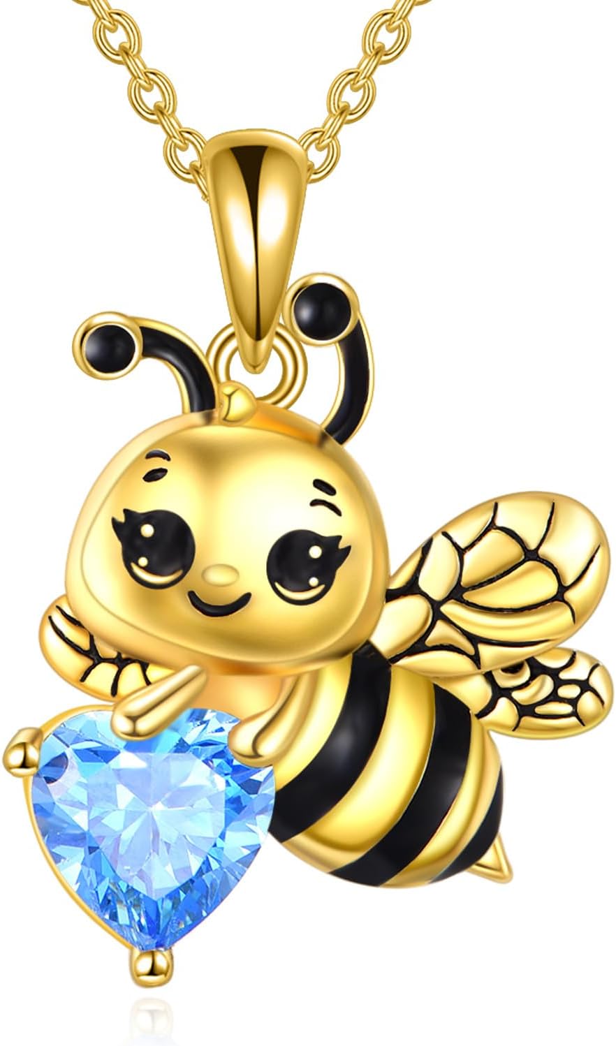 Cat/Bee/Dolphin/Unicorn/Penguin/Bat/Bear/Dog/Rabbit with Heart Cubic Zirconia Neckl...