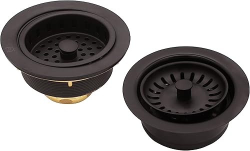 Westbrass CO2165S-12 Paquete combinado de 3-12 pulgadas, estilo poste, brida de drenaje grande para fregadero de cocina con colador de cesta, 1