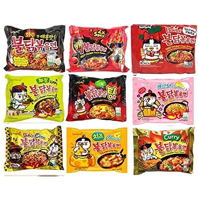 Samyang Spicy Chicken Hot Ramen Noodle Buldak Variety Pack - 9 Different Flavors