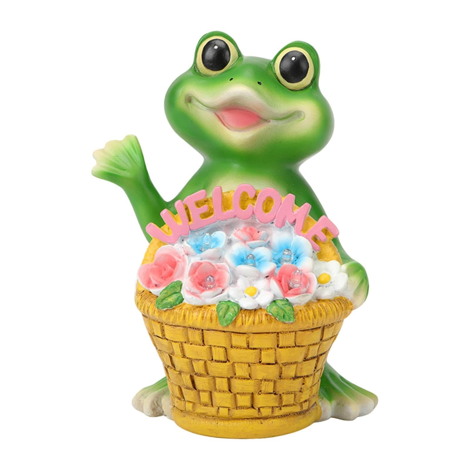 Statue de jardin grenouille pour terrasse – Grenouille solaire en résine