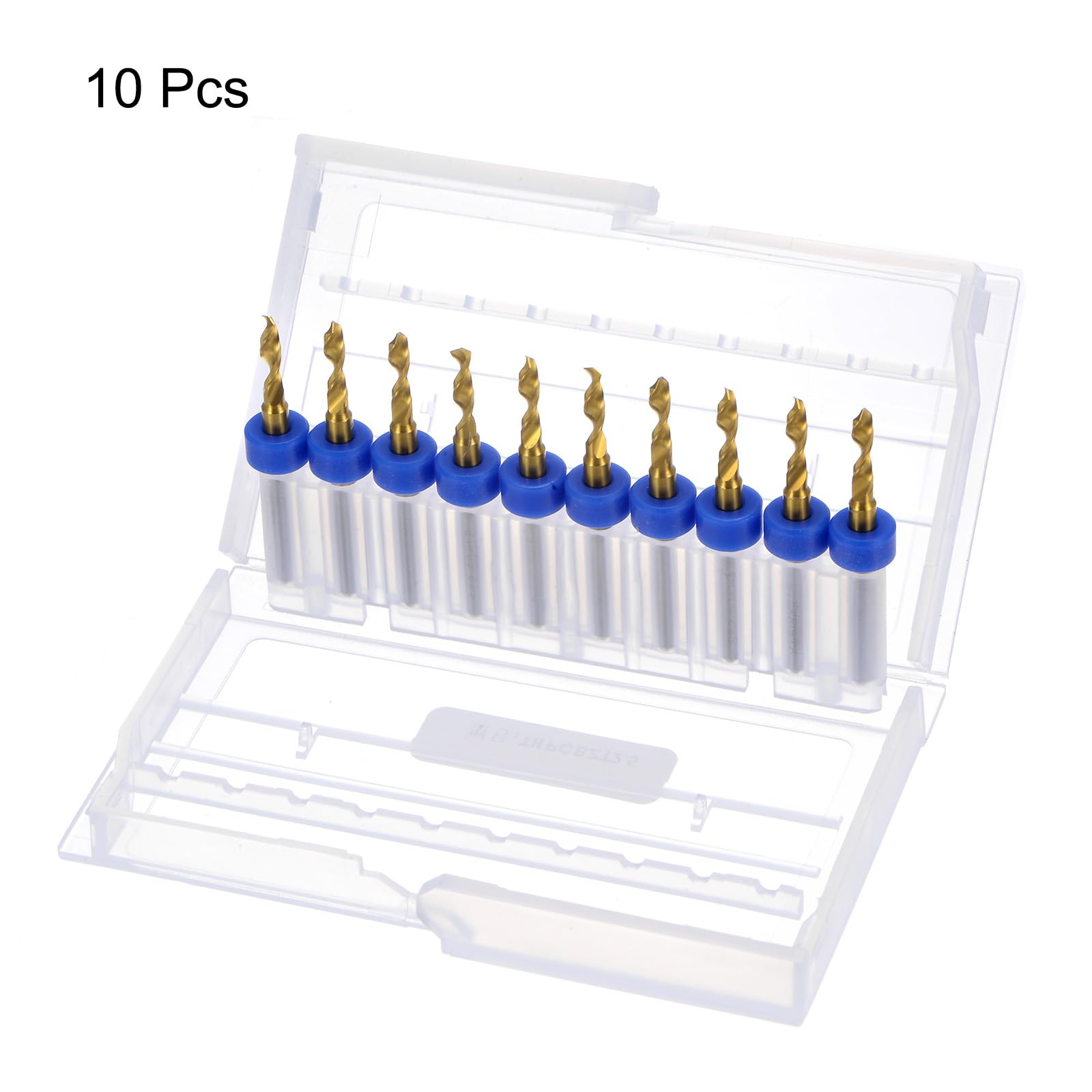 QUARKZMAN 10 Stück PCB-Bohrer 1/8" Schaft ⌀ 2,5 mm Titanbeschichtete Karbid-Mikro-Twist-Mini-Bohrer-Set Rotierendes Bohrwerkzeug für Leiterplatten-Schmuck CNC-Gravur