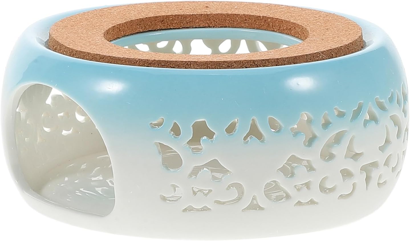 Unomor Ceramic Tea Warmer with Cork Cushion Efficient Heating for Teapots and Mugs for Use Design for Optimal Heat Retention